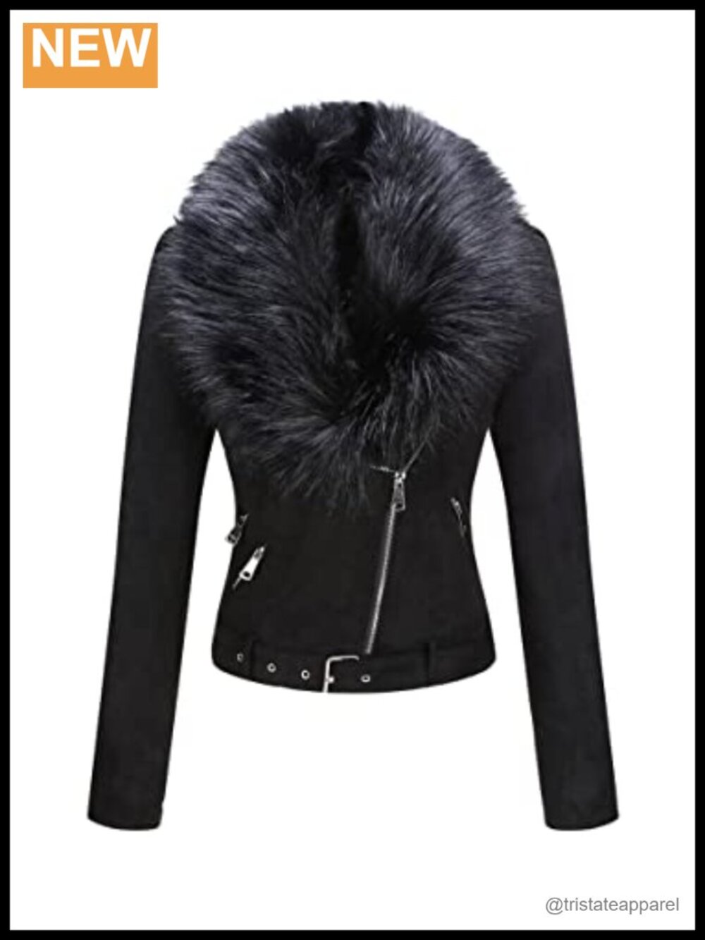 Faux Suede Moto Biker Jacket Sherpa Lined Coat